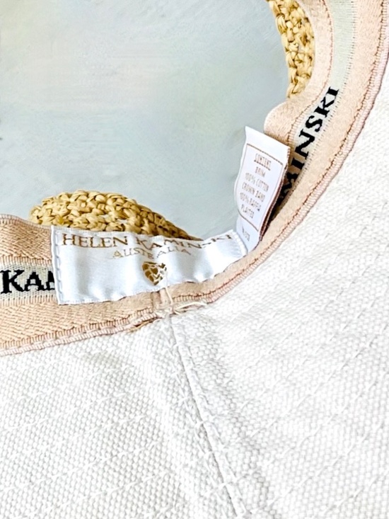 HELEN KAMINSKI Cotton & Raffia Visor Hat in Off White